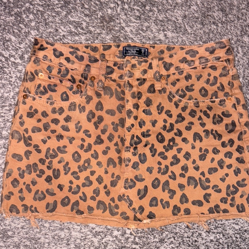 Abercrombie Leopard Print Denim Skirt